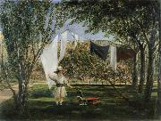 Charles Robert Leslie Child in a Garden with His Little Horse and Cart painting
